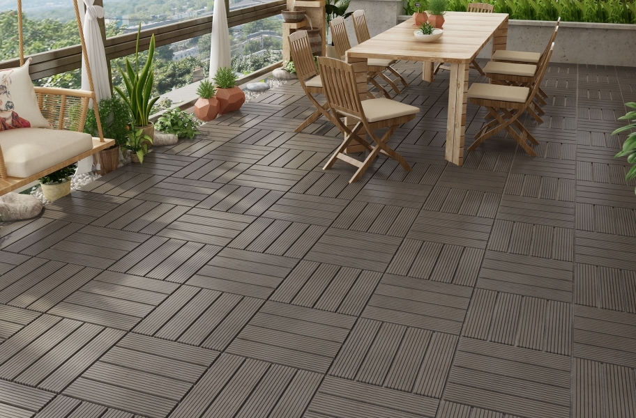 What are the types of flooring for outside areas?