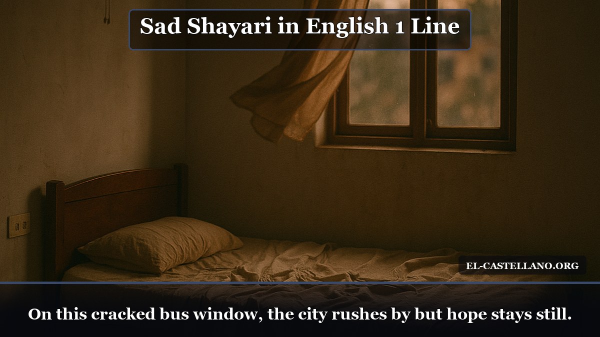 Sad Shayari in English 1 Line - On this cracked bus window, the city rushes by but hope stays still.