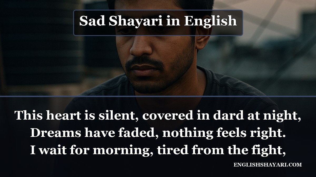 Sad Shayari in English - This heart is silent, covered in dard at night