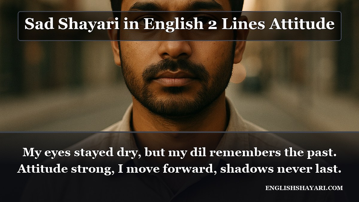 Sad Shayari in English 2 Lines Attitude - My eyes stayed dry, but my dil remembers the past.