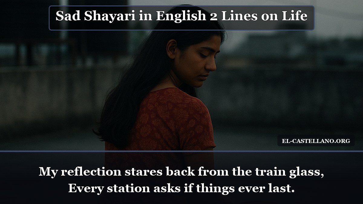 Sad Shayari in English 2 Lines on Life - My reflection stares back from the train glass