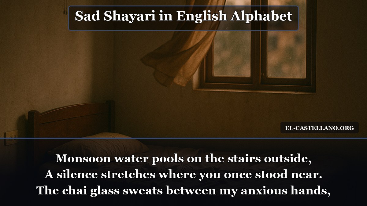 Sad Shayari in English Alphabet - Monsoon water pools on the stairs outside