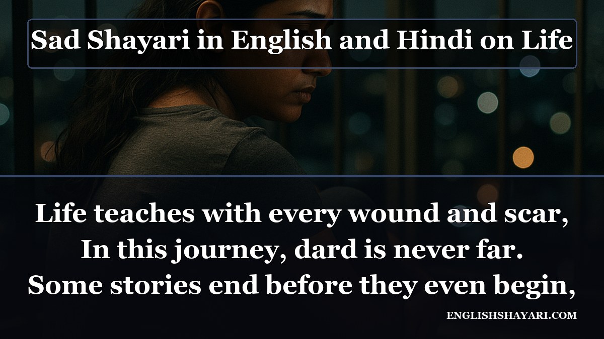 Sad Shayari in English and Hindi on Life - Life teaches with every wound and scar
