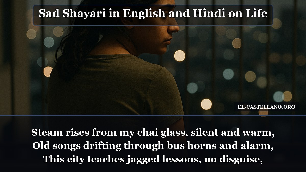 Sad Shayari in English and Hindi on Life - Steam rises from my chai glass, silent and warm