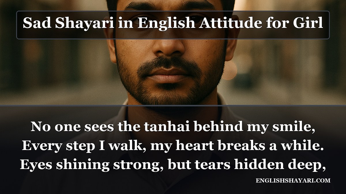 Sad Shayari in English Attitude for Girl - No one sees the tanhai behind my smile