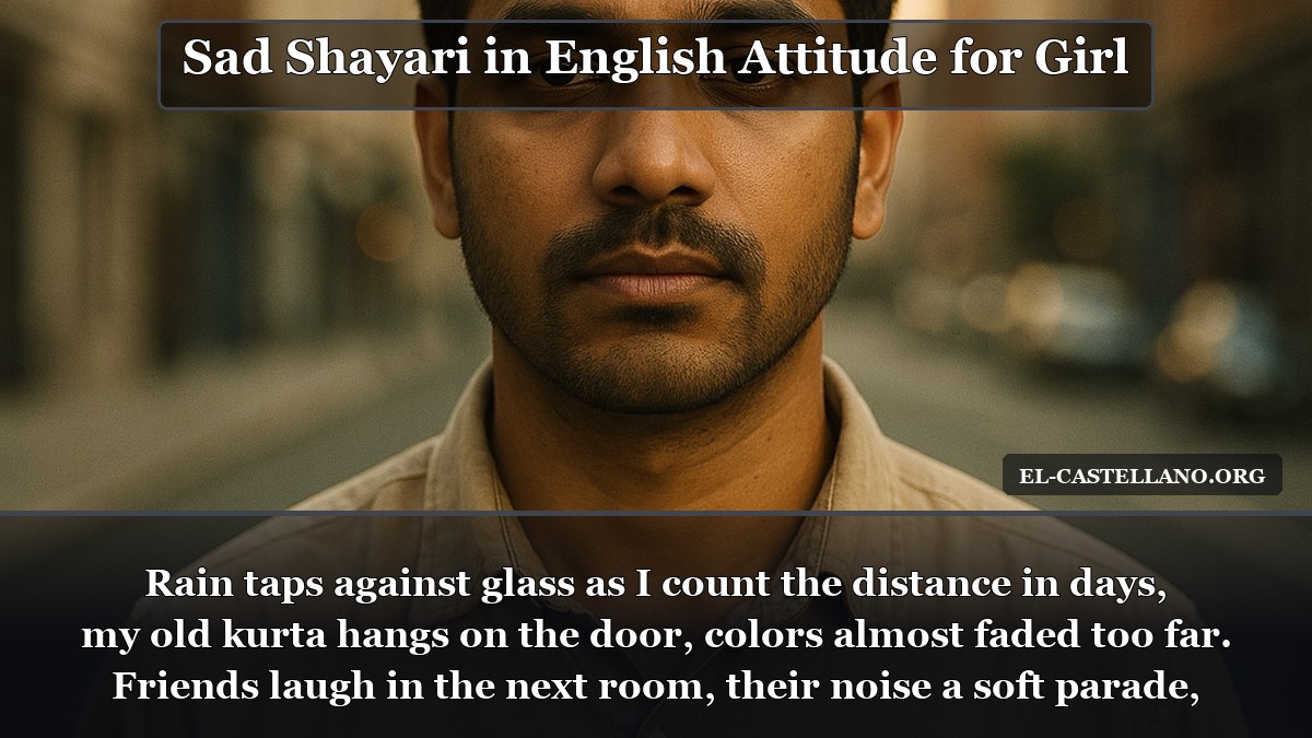 Sad Shayari in English Attitude for Girl - Rain taps against glass as I count the distance in days