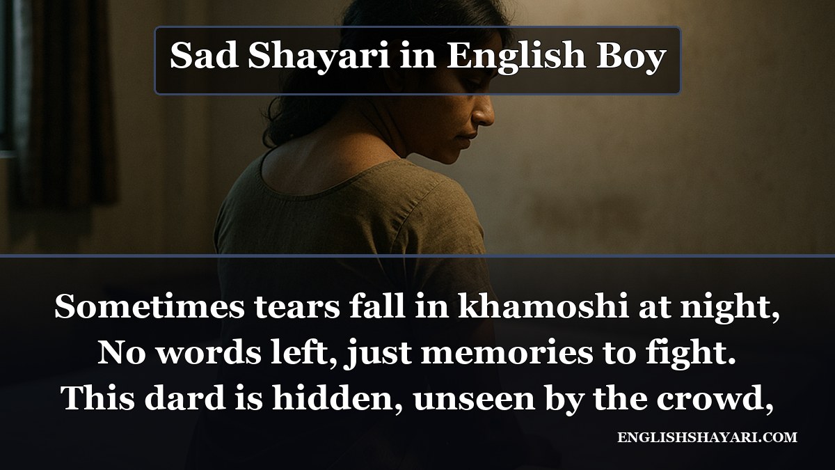 Sad Shayari in English Boy - Sometimes tears fall in khamoshi at night